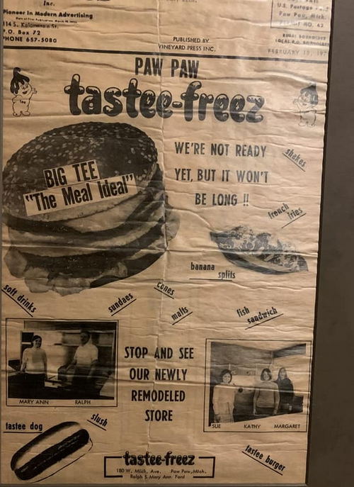 Tastee Freez Big Tee Burger (Jonesys Pizza) - Old Ad (newer photo)
